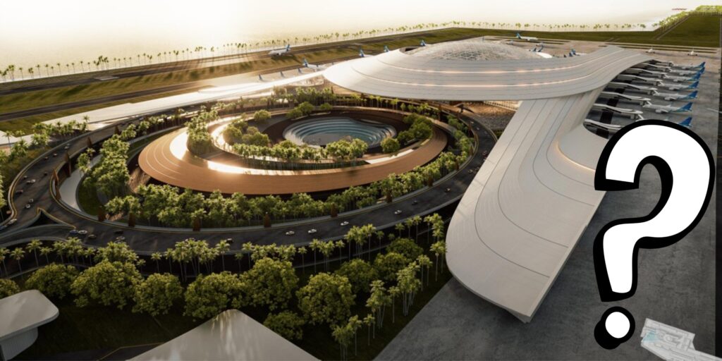 picture of the talked-about airport in North Bali with a question mark
