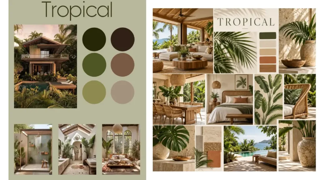 tropical color palette for villa in bali